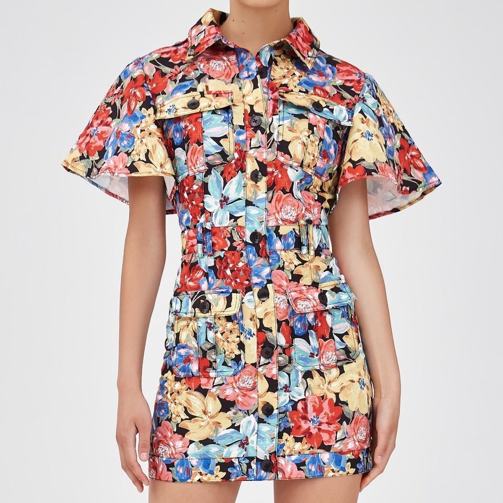 NWT C/MEO Collective Floral Print Cargo Mini Dress